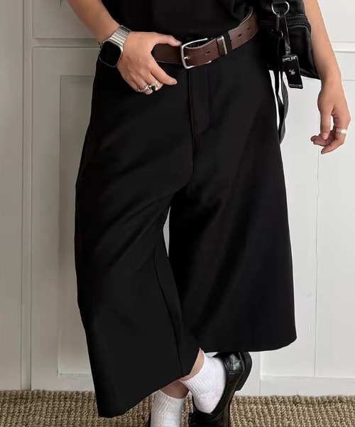 ampm(エーエムピーエム)の「ワイドパンツ ピンストライプ ガウチョパンツ ハイウエスト クロップドパンツ(その他パンツ・レディース・ブラック/グレー・S/M)」の21枚目の写真