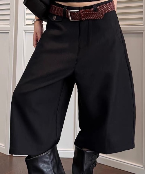 ampm(エーエムピーエム)の「ワイドパンツ ピンストライプ ガウチョパンツ ハイウエスト クロップドパンツ(その他パンツ・レディース・ブラック/グレー・S/M)」の20枚目の写真