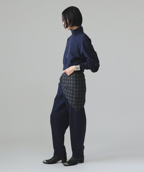 BEAMS BOY(ビームスボーイ)の「maturely / ロング ジップ スタンド オーガニック コットン(スウェット・レディース・ライトブラウン/ネイビー・0/1)」の8枚目の写真