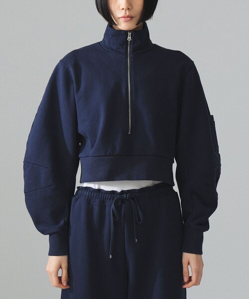 BEAMS BOY(ビームスボーイ)の「maturely / ロング ジップ スタンド オーガニック コットン(スウェット・レディース・ライトブラウン/ネイビー・0/1)」の11枚目の写真