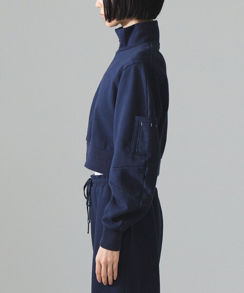 BEAMS BOY(ビームスボーイ)の「maturely / ロング ジップ スタンド オーガニック コットン(スウェット・レディース・ライトブラウン/ネイビー・0/1)」の12枚目の写真