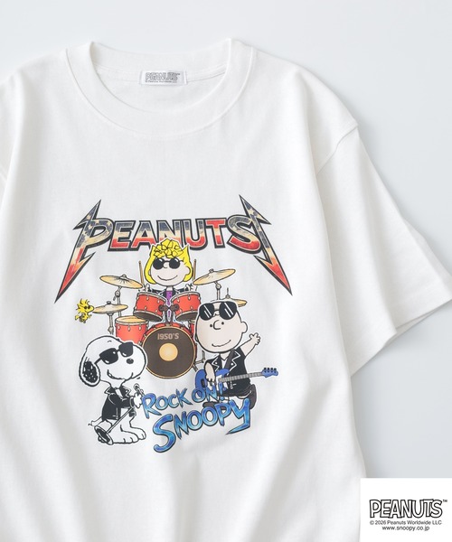 PEANUTS（ピーナッツ）の「PEANUTSロックバンド半袖Tシャツ（Tシャツ/カットソー・メンズ・オフホワイト/ブラック/ホワイト系/ブラック系・M/LL/L/S）」の3枚目の写真