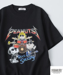 PEANUTSロックバンド半袖Tシャツ