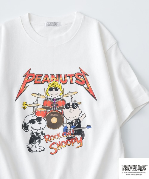 PEANUTS（ピーナッツ）の「PEANUTSロックバンド半袖Tシャツ（Tシャツ/カットソー・メンズ・オフホワイト/ブラック/ホワイト系/ブラック系・M/LL/L/S）」の2枚目の写真