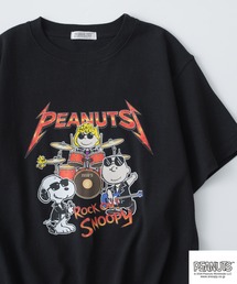 PEANUTSロックバンド半袖Tシャツ