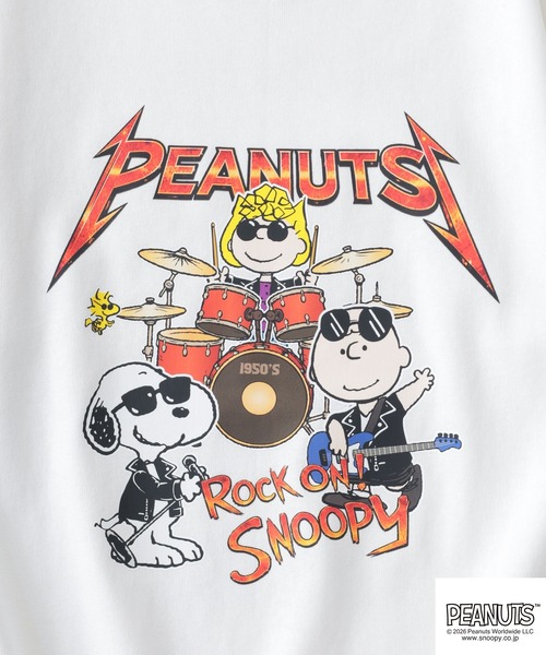 PEANUTS（ピーナッツ）の「PEANUTSロックバンド半袖Tシャツ（Tシャツ/カットソー・メンズ・オフホワイト/ブラック/ホワイト系/ブラック系・M/LL/L/S）」の14枚目の写真