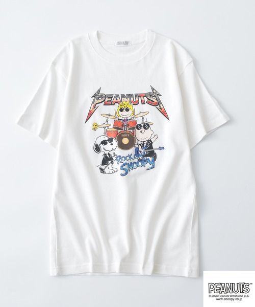 PEANUTS（ピーナッツ）の「PEANUTSロックバンド半袖Tシャツ（Tシャツ/カットソー・メンズ・オフホワイト/ブラック/ホワイト系/ブラック系・M/LL/L/S）」の7枚目の写真