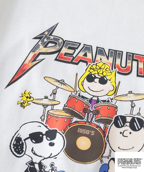 PEANUTS（ピーナッツ）の「PEANUTSロックバンド半袖Tシャツ（Tシャツ/カットソー・メンズ・オフホワイト/ブラック/ホワイト系/ブラック系・M/LL/L/S）」の8枚目の写真