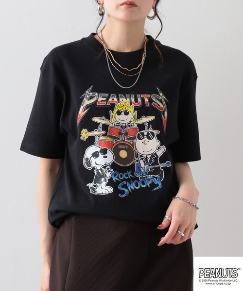 PEANUTS（ピーナッツ）の「PEANUTSロックバンド半袖Tシャツ（Tシャツ/カットソー・メンズ・オフホワイト/ブラック/ホワイト系/ブラック系・M/LL/L/S）」の19枚目の写真