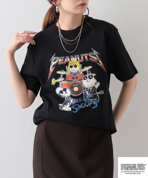 PEANUTS（ピーナッツ）の「PEANUTSロックバンド半袖Tシャツ（Tシャツ/カットソー・メンズ・オフホワイト/ブラック/ホワイト系/ブラック系・M/LL/L/S）」の20枚目の写真