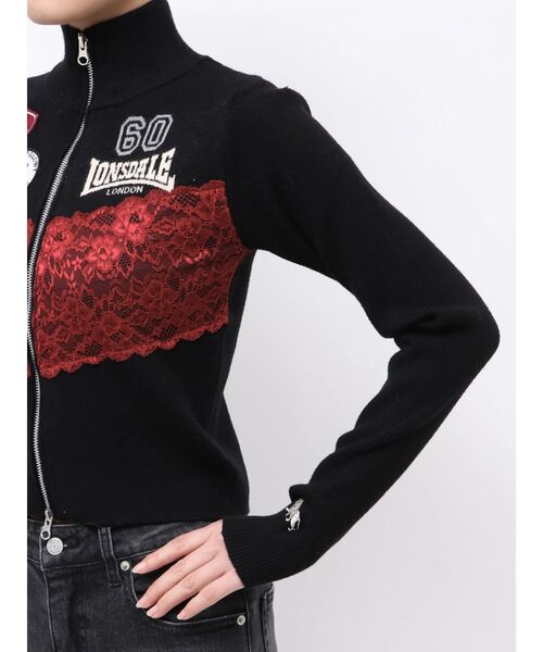 jouetie（ジュエティ）の「【LONSDALE×jouetie】ZIPニットカーデ（カーディガン/ボレロ・レディース・グレー/ブラック/ネイビー・FREE）」の4枚目の写真