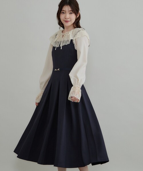 couture brooch(クチュールブローチ)の「【フレアで腰回りカバー】タックキャミワンピース(ワンピース・レディース・ネイビー/グレー/ブラウン系その他・40/42/38/36)」の18枚目の写真