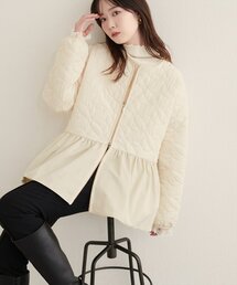 フラワーキルティングペプラムジャケット