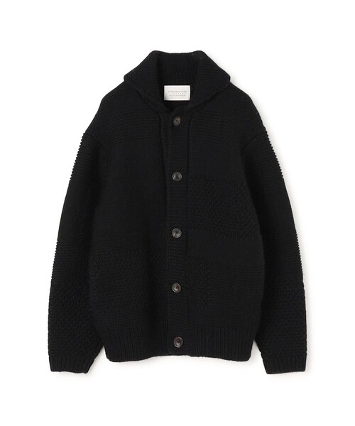 TOMORROWLAND （トゥモローランド）の「【WEB先行予約】TOMORROWLAND tricot パッチワーク チャンキーニットブルゾン（ニット/セーター・メンズ・ブラック/ブルー系その他2/ライトブラウン・S/M）」の2枚目の写真