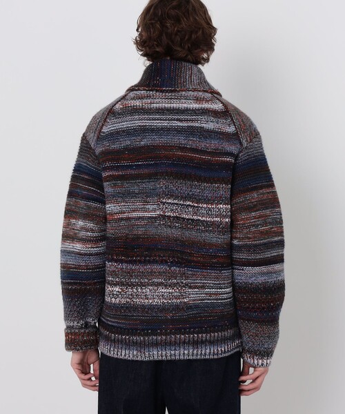 TOMORROWLAND （トゥモローランド）の「【WEB先行予約】TOMORROWLAND tricot パッチワーク チャンキーニットブルゾン（ニット/セーター・メンズ・ブラック/ブルー系その他2/ライトブラウン・S/M）」の8枚目の写真