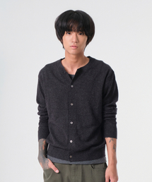 ROUND NECK KNIT CARDIGAN (CHARCOAL)