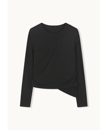 SIDE SHIRRING SLIM T-SHIRT（BLACK） MBFFTO004BK