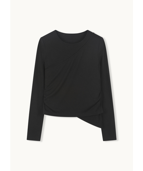 MAKE A TOAST(メイクアトースト)の「SIDE SHIRRING SLIM T-SHIRT(BLACK) MBFFTO004BK(Tシャツ/カットソー・レディース・ブラック・SMALL/MEDIUM)」の1枚目の写真
