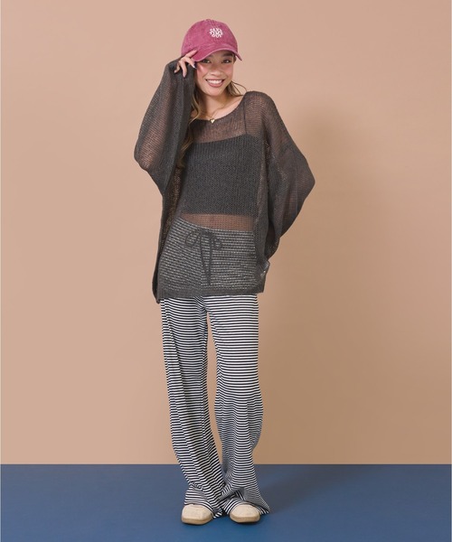 anap mimpi(アナップミンピ)の「シアーニットトップス(ニット/セーター・レディース・ライトブルー/アイボリー/ダークグレー・F)」の14枚目の写真