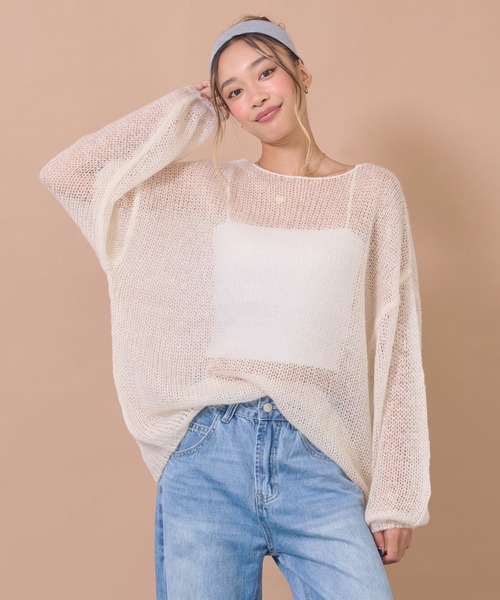 anap mimpi(アナップミンピ)の「シアーニットトップス(ニット/セーター・レディース・ライトブルー/アイボリー/ダークグレー・F)」の16枚目の写真