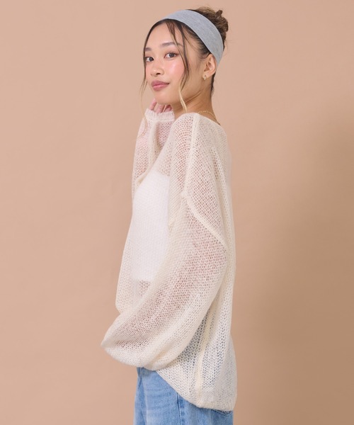 anap mimpi(アナップミンピ)の「シアーニットトップス(ニット/セーター・レディース・ライトブルー/アイボリー/ダークグレー・F)」の17枚目の写真