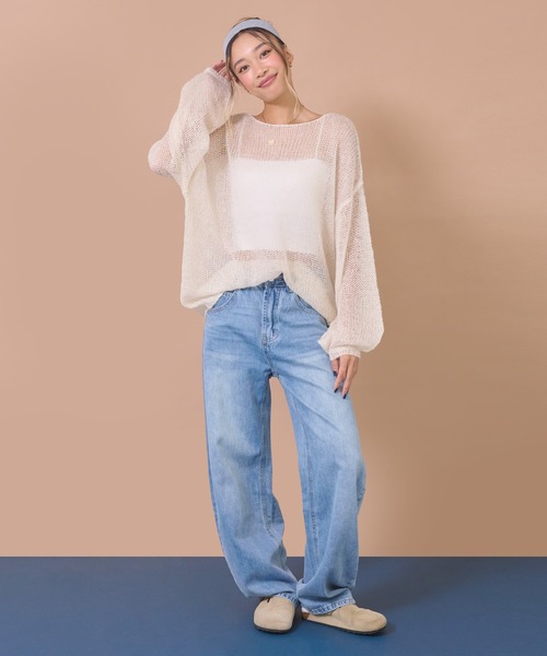 anap mimpi(アナップミンピ)の「シアーニットトップス(ニット/セーター・レディース・ライトブルー/アイボリー/ダークグレー・F)」の21枚目の写真