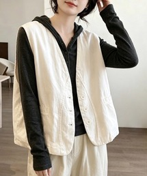 Vネックフロントボタンノースリーブベスト