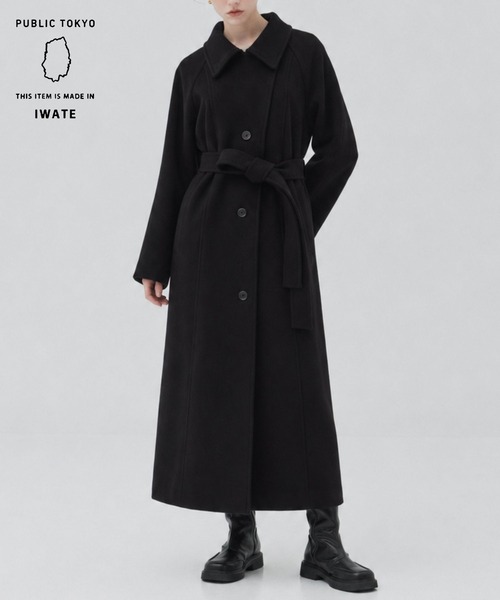 PUBLIC TOKYO（パブリックトウキョウ）の「【ZOZO限定先行発売】【日本製】新型wool100 3wayロングコート/ウール100％コート/ロングコート/オフィスカジュアル/オケージョン/保温/撥水/静電気防止/ウール100%/冬服/通勤/オンライン限定（ステンカラーコート・レディース・ブラック/ベージュ/ブラウン・1/2）」の2枚目の写真