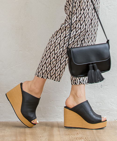 Re:EDIT（リエディ）の「《人気NO.1サボサンダル》ジュート巻きウェッジソールサンダル/サボ/シューズ[CHICMUSE][リエディオリジナル]（サンダル・レディース・ネイビー/ブラック系その他/ブラック×ブラック/ホワイト×ホワイト/マルチ/ベージュ/ブラック/アイボリー/カーキ/ホワイト系その他/ブラウン/レッド/ライトホワイト/ダークブラック/パイソン・LARGE/SMALL/MEDIUM/X-LARGE）」の8枚目の写真