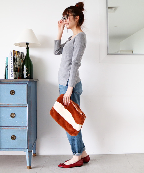 N.（N. Natural Beauty Basic）（エヌエヌナチュラルビューティーベーシック）の「ウールベーシックVネックニット（ニット/セーター・レディース・ホワイト/レッド/ベージュ/イエロー/ネイビー/グレー・MEDIUM）」の9枚目の写真