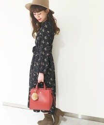 花柄ロングガウンワンピース