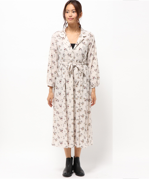 archives（アルシーヴ）の「花柄ロングガウンワンピース（ワンピース・レディース・ネイビー/ブラウン/オフホワイト・MEDIUM）」の4枚目の写真