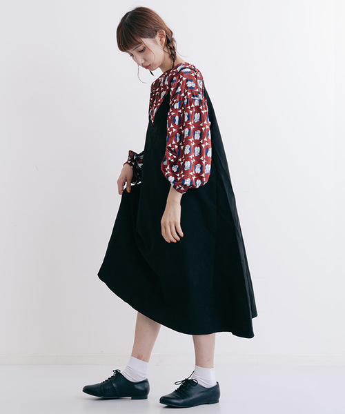 MERLOT(メルロー)の「スウェード調肩ストラップジャンパースカート7147(ジャンパースカート・レディース・ブラック/キャメル/グリーン/パープル・FREE)」の2枚目の写真