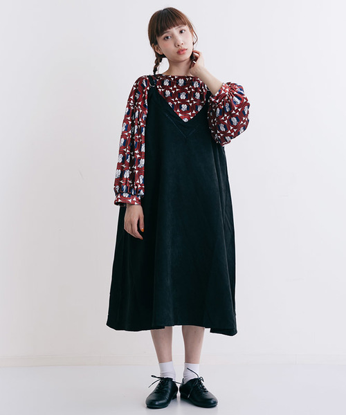 MERLOT(メルロー)の「スウェード調肩ストラップジャンパースカート7147(ジャンパースカート・レディース・ブラック/キャメル/グリーン/パープル・FREE)」の7枚目の写真