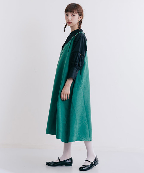 MERLOT(メルロー)の「スウェード調肩ストラップジャンパースカート7147(ジャンパースカート・レディース・ブラック/キャメル/グリーン/パープル・FREE)」の10枚目の写真