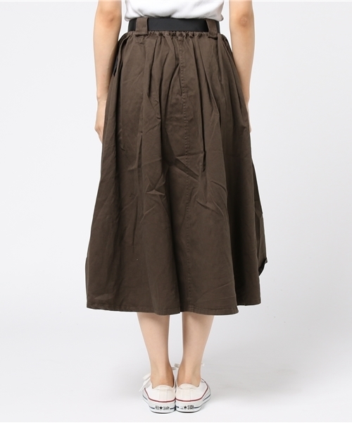 DOUBLE NAME（ダブルネーム）の「ベルト付ボリュームイレヘムスカート（スカート・レディース・ベージュ/カーキ/オレンジ/スミクロ・FREE）」の8枚目の写真