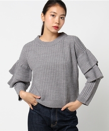 MERLOT | リブニットティアードフリル袖プルオーバー640-8527(ニット/セーター)