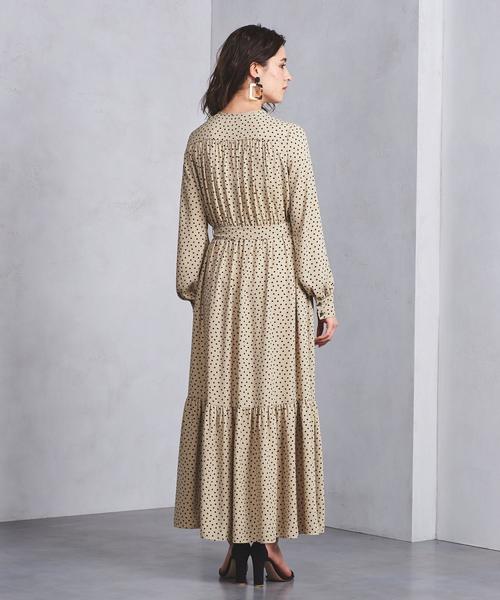 UNITED ARROWS（ユナイテッドアローズ）の「UWSC ドット ティアード マキシワンピース†（ワンピース・レディース・ブラック/ベージュ・38/36）」の3枚目の写真