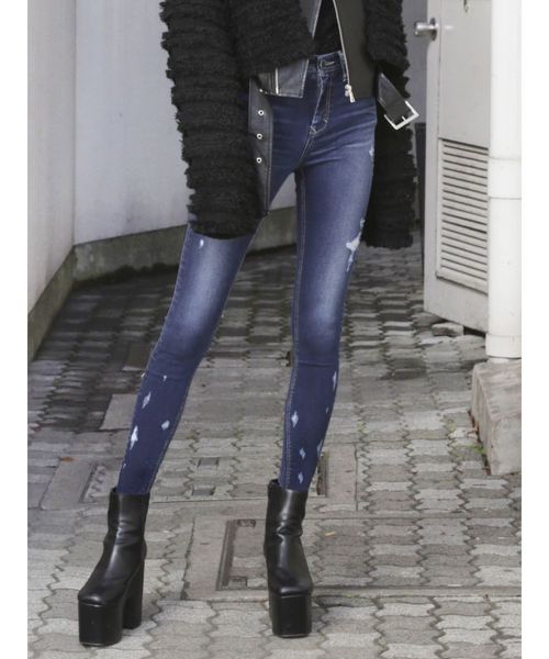 EMODA（エモダ）の「ドットクラッシュパギンス（デニムパンツ・レディース・ブラック/インディゴブルー/ブルー・SMALL/MEDIUM/X-SMALL）」の3枚目の写真