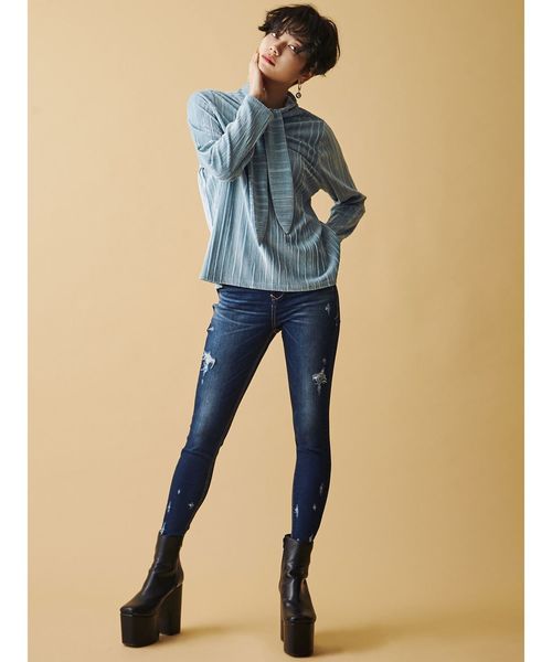 EMODA（エモダ）の「ドットクラッシュパギンス（デニムパンツ・レディース・ブラック/インディゴブルー/ブルー・SMALL/MEDIUM/X-SMALL）」の11枚目の写真