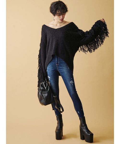 EMODA（エモダ）の「ドットクラッシュパギンス（デニムパンツ・レディース・ブラック/インディゴブルー/ブルー・SMALL/MEDIUM/X-SMALL）」の21枚目の写真