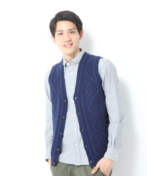 GLOBAL WORK（グローバルワーク）の「3Gケーブルベスト（ベスト・メンズ・グレー/ネイビー/レッド・MEDIUM/SMALL/LARGE/X-LARGE）」の3枚目の写真