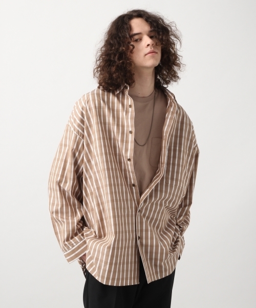 HARE(ハレ)の「BIGストライプシャツ(HARE)(シャツ/ブラウス)」 - WEAR ★日本の職人技★ 新品未使用 HARE トロミストライプシャツLS ブルー M シャツ