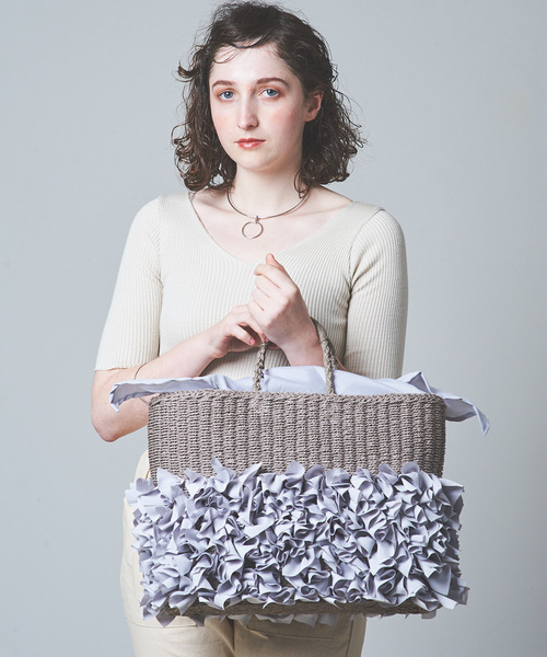 STUDIOUS（ステュディオス）の「【LAUGOA】 フリルかごバッグ Mauli 0182-30002（かごバッグ・レディース・イエロー/グレー/レッド・FREE）」の2枚目の写真