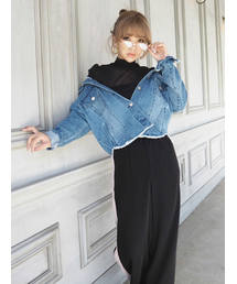 【新品】❤️eimy istoire アウター　デニムジャケット/インディゴ EIMY ISTOIRE（エイミーイストワール）の「MALHIA K ロゴツイード