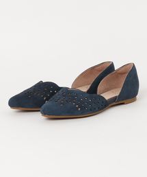 V SEVEN TWELVE THIRTY フラワーカットポインテッドトゥフラットパンプス