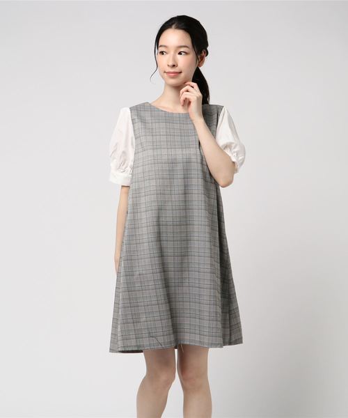 archives（アルシーヴ）の「チェックAラインワンピース（ワンピース・レディース・グレー/ブラウン・MEDIUM）」の6枚目の写真