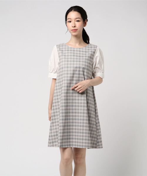 archives（アルシーヴ）の「チェックAラインワンピース（ワンピース・レディース・グレー/ブラウン・MEDIUM）」の5枚目の写真