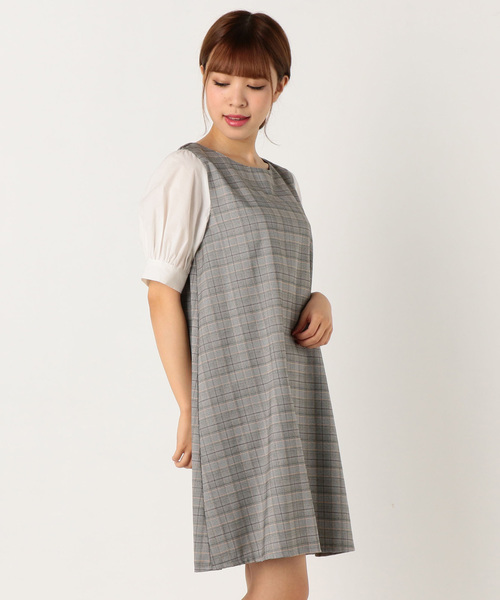 archives（アルシーヴ）の「チェックAラインワンピース（ワンピース・レディース・グレー/ブラウン・MEDIUM）」の9枚目の写真