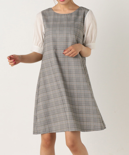 archives（アルシーヴ）の「チェックAラインワンピース（ワンピース・レディース・グレー/ブラウン・MEDIUM）」の8枚目の写真